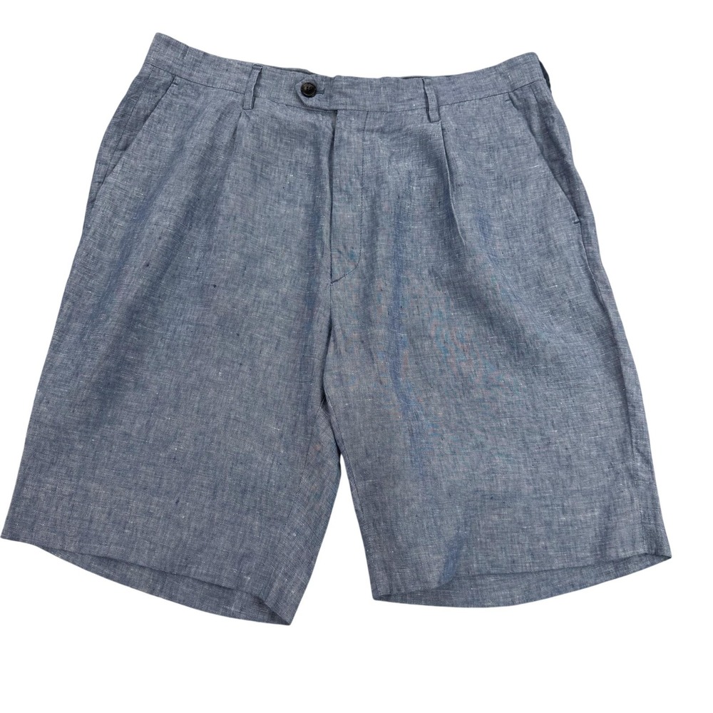 Todd Snyder Shorts Mens 36 Blue Linen Pleated Chino Lightweight Casual 36x10